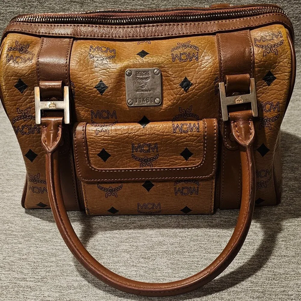 SOLD Vintage MCM Boston Cognac Visetos Handbag - Picture 1 of 16
